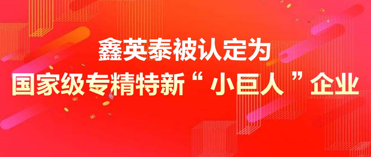 鑫英泰被認(rèn)定為國家級(jí)專精特新“小巨人”企業(yè)